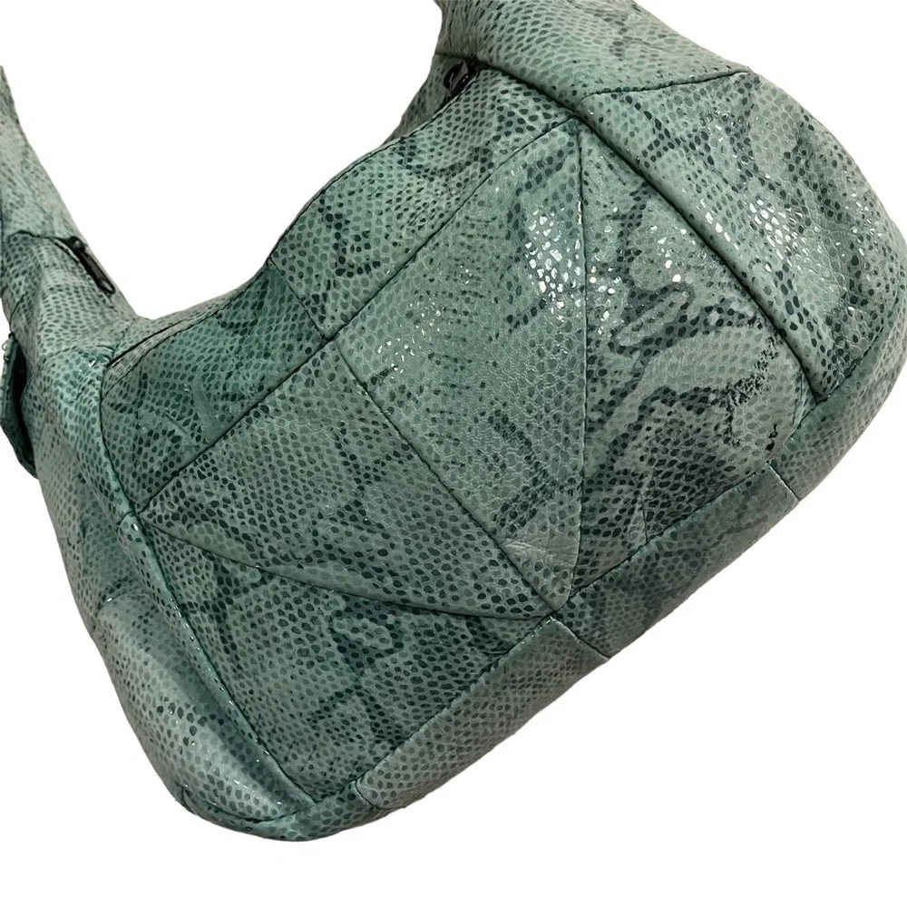 Mint Snakeskin Print Hobo Bag w Silver Sprinkle of Shimmering Fairy Dust Perfect